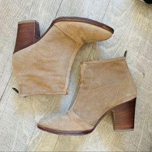 Aquatalia Faris Perforated Tan/Beige Suede Booties